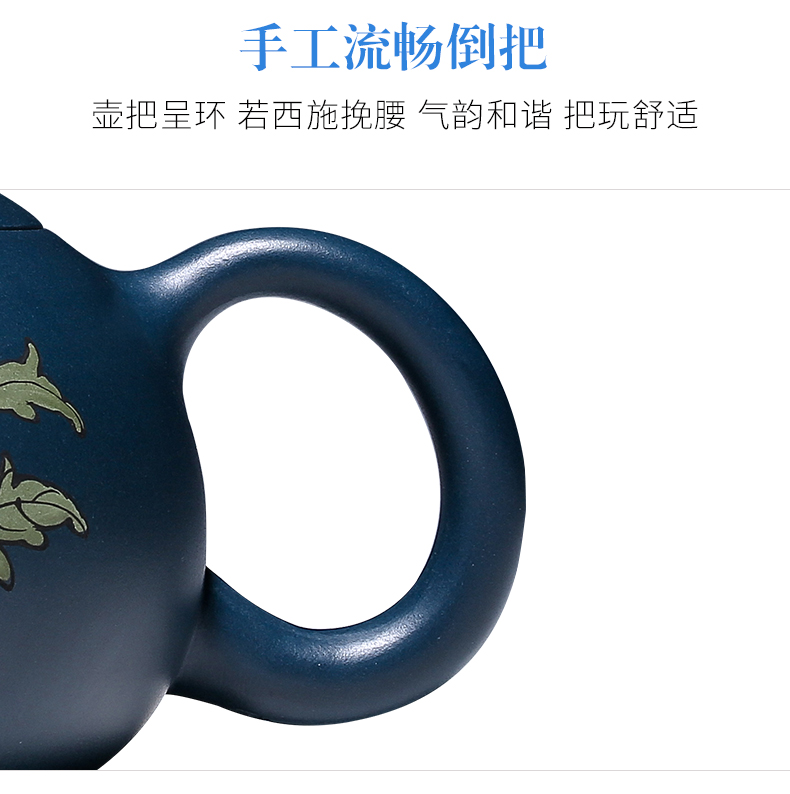 純手工紫砂壺，小巧琺瑯印花紫砂壺